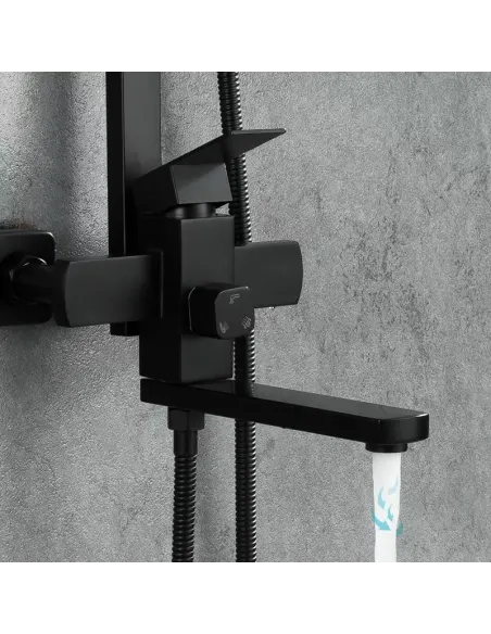 Душева система Frap F24802-6 з виливом, чорний Душева система Frap F24802-6 з виливом, чорний