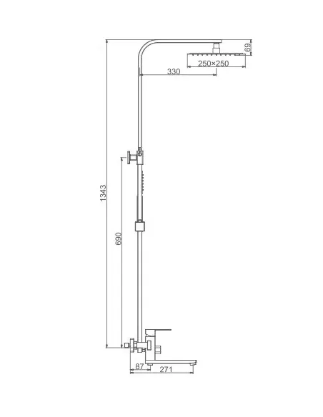 Душевая система Frap F24802-6 с изливом, черный Душевая система Frap F24802-6 с изливом, черный