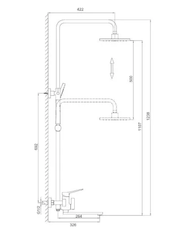 Душева система Frap F2462 з виливом, чорний