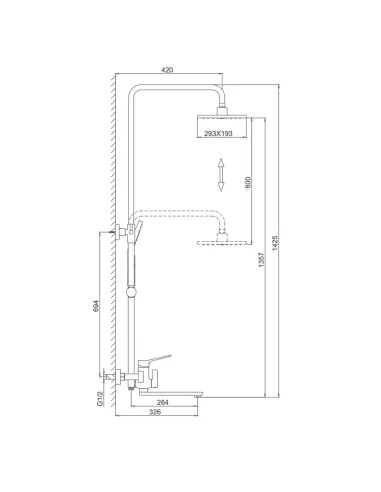 Душевая система Frap F2461 с изливом, хром