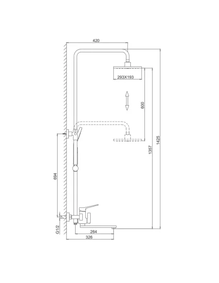 Душевая система Frap F2461 с изливом, хром