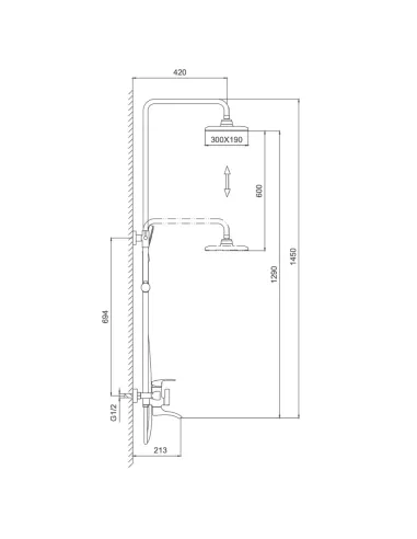 Душева система Frap F2469 з зливом, хром