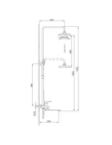 Душева система Frap F2471 з зливом, хром