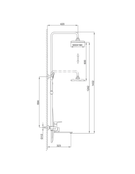 Душева система Frap F2471-9 з виливом, графіт Душева система Frap F2471-9 з виливом, графіт