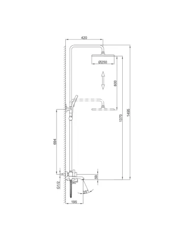 Душевая система Frap F2475 с изливом, хром