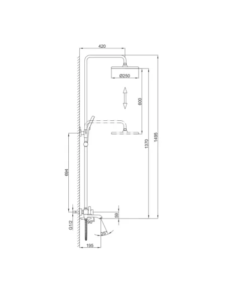 Душевая система Frap F2475-9 с изливом, графит
