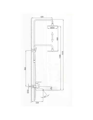 Душева система Frap F2417-6 з виливом, чорний