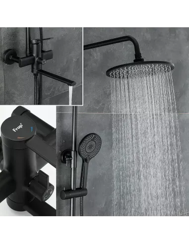 Душева система Frap F2467-6 з виливом, чорний