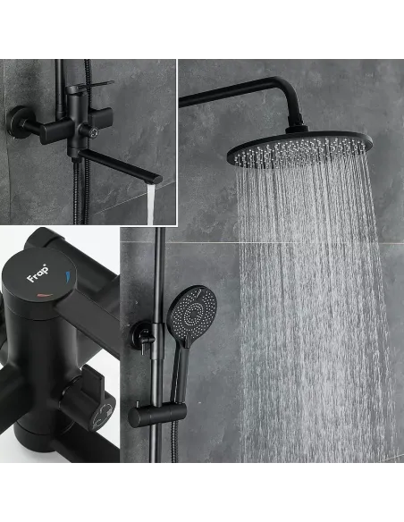 Душева система Frap F2467-6 з виливом, чорний