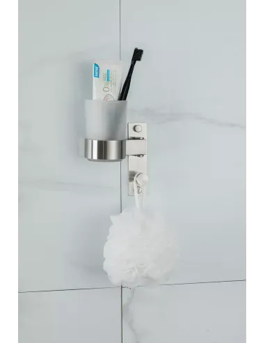 Стакан для ванной комнаты Frap F30406 с крючком, нержавеющая сталь