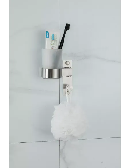 Склянка для ванної кімнати Frap F30406 з гачком, нержавіюча сталь.