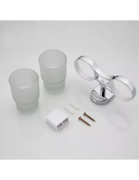 Стакан для ванной комнаты Frap F1908 двойной, хром