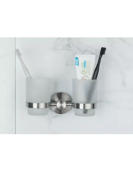Стакан для ванной комнаты Frap F30108 двойной, нержавеющая сталь