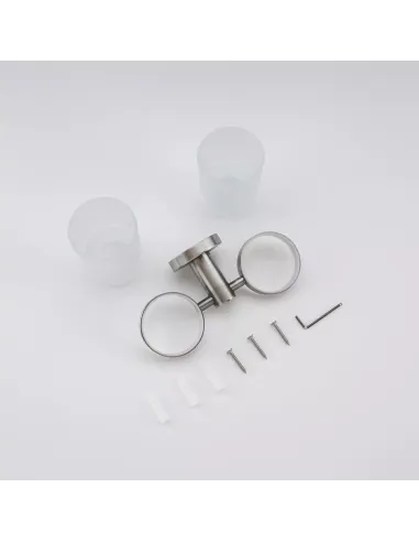 Стакан для ванной комнаты Frap F30108 двойной, нержавеющая сталь