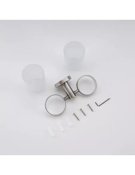 Склянка для ванної кімнати Frap F30108 подвійна, нержавіюча сталь.