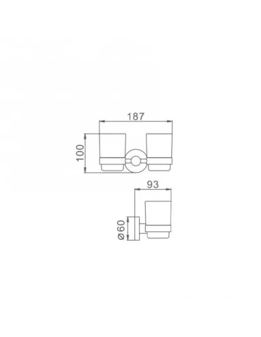 Склянка для ванної кімнати Frap F30108 подвійна, нержавіюча сталь.