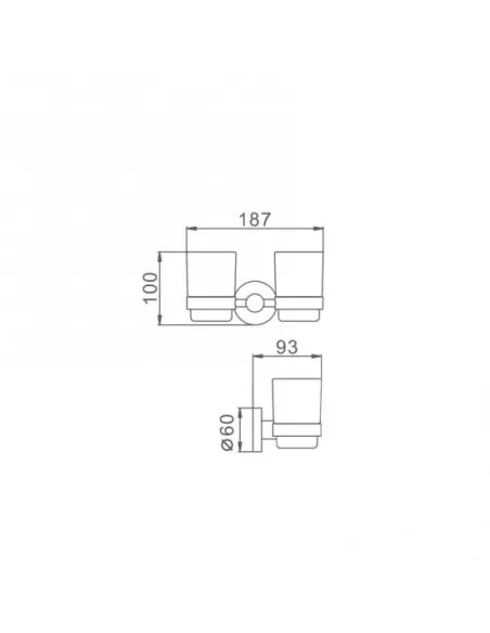 Стакан для ванной комнаты Frap F30108 двойной, нержавеющая сталь