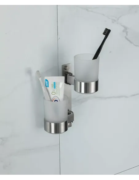 Склянка для ванної кімнати Frap F30408 подвійний поворотний, нержавіюча сталь