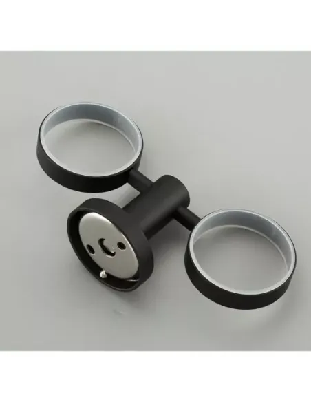 Склянка для ванної кімнати Frap F30208 подвійний, нержавіюча сталь, чорний