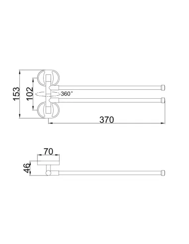 Держатель для полотенец Frap F1912 двойной поворотный, 370 мм, хром