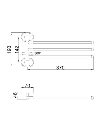 Держатель для полотенец Frap F1913 тройной поворотный, 370 мм, хром