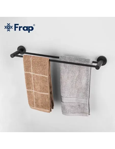 Держатель для полотенец Frap F30209 двойной, 600 мм, нержавеющая сталь, черный