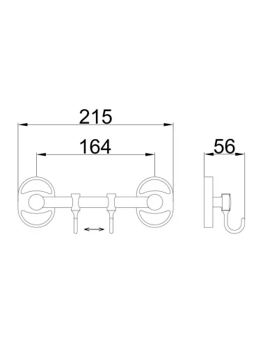Планка з гачками Frap F1915-2, 215 мм, хром, 2 гачки