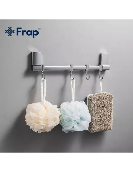 Планка с крючками Frap F1815-4, 284 мм, хром, 4 крючка