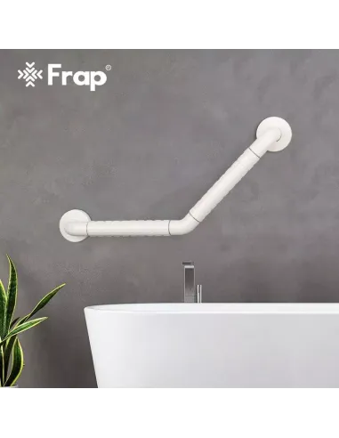 Поручень для ванны изогнутый Frap F8121, пластик, белый, 600 мм