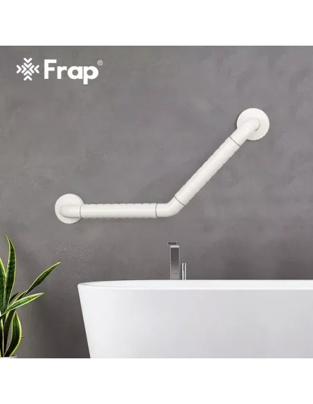Поручень для ванны изогнутый Frap F8121, пластик, белый, 600 мм