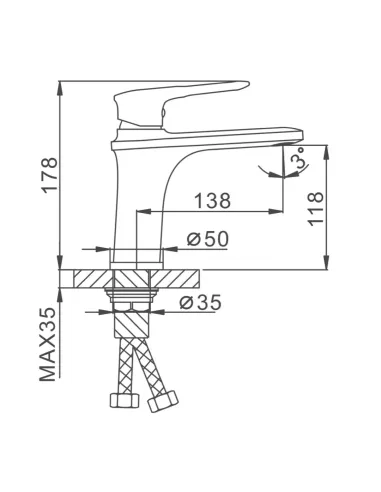 Змішувач для умивальника Frap F1049-6, одноважільний, чорний