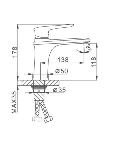 Змішувач для умивальника Frap F1049-6, одноважільний, чорний