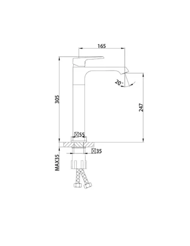 Смеситель для умывальника Frap F1071-26 высокий, однорычажный, черный