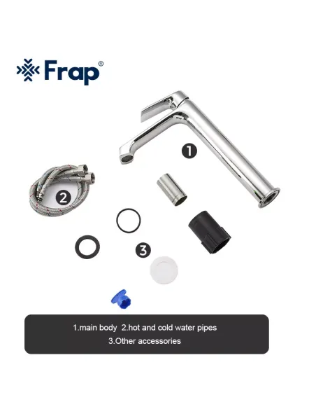 Смеситель для умывальника Frap F1071-2 высокий, однорычажный, хром