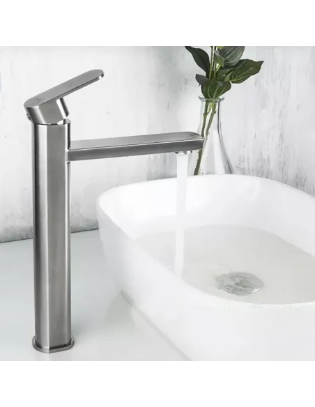 Змішувач для умивальника Frap F10805-2 високий, одноважільний, сатин