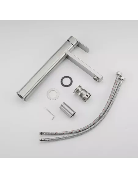 Змішувач для умивальника Frap F10805-2 високий, одноважільний, сатин