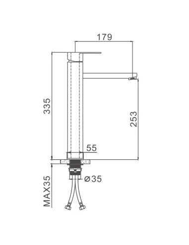 Змішувач для умивальника Frap F10805-2 високий, одноважільний, сатин