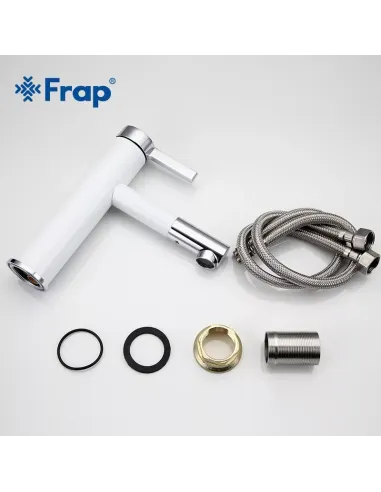 Смеситель для умывальника Frap F1052-14 высокий, однорычажный, белый