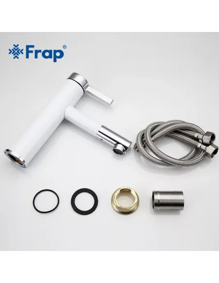 Смеситель для умывальника Frap F1052-14 высокий, однорычажный, белый