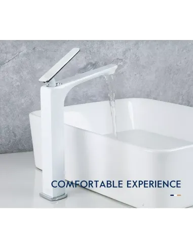 Смеситель для умывальника Frap F1058-2 высокий, однорычажный, белый