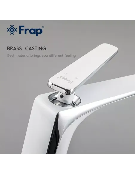 Змішувач для умивальника Frap F1058-2 високий, одноважільний, білий