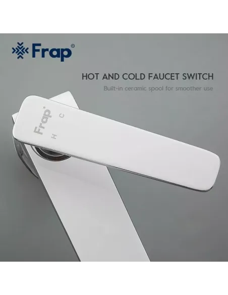 Смеситель для умывальника Frap F1058-2 высокий, однорычажный, белый