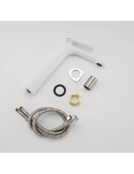 Змішувач для умивальника Frap F1058-2 високий, одноважільний, білий