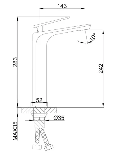 Змішувач для умивальника Frap F1058-2 високий, одноважільний, білий