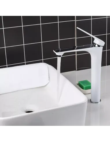 Смеситель для умывальника Frap F1052-54 высокий, однорычажный, белый