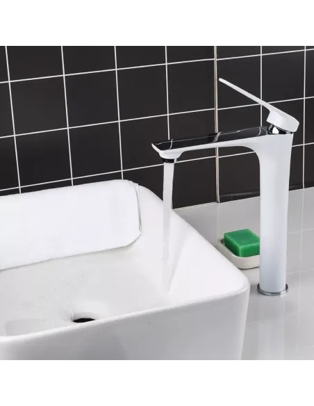 Смеситель для умывальника Frap F1052-54 высокий, однорычажный, белый