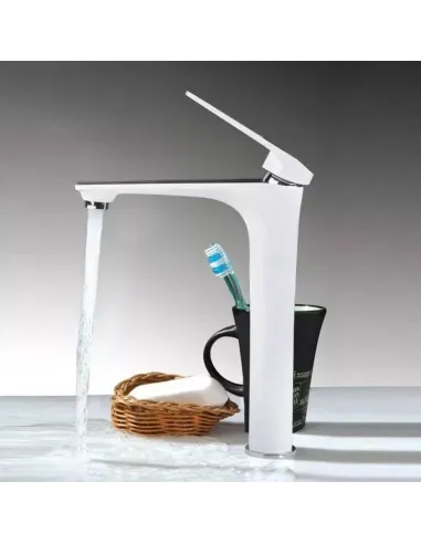 Змішувач для умивальника Frap F1052-54 високий, одноважільний, білий