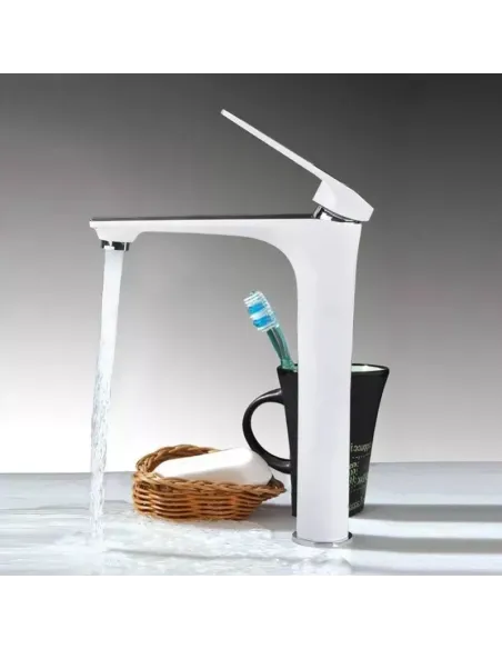 Смеситель для умывальника Frap F1052-54 высокий, однорычажный, белый