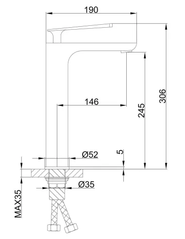 Змішувач для умивальника Frap F1052-55 високий, одноважільний, хром