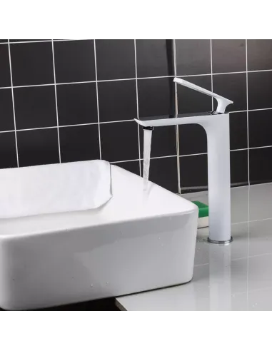 Змішувач для умивальника Frap F1052-56 високий, одноважільний, білий